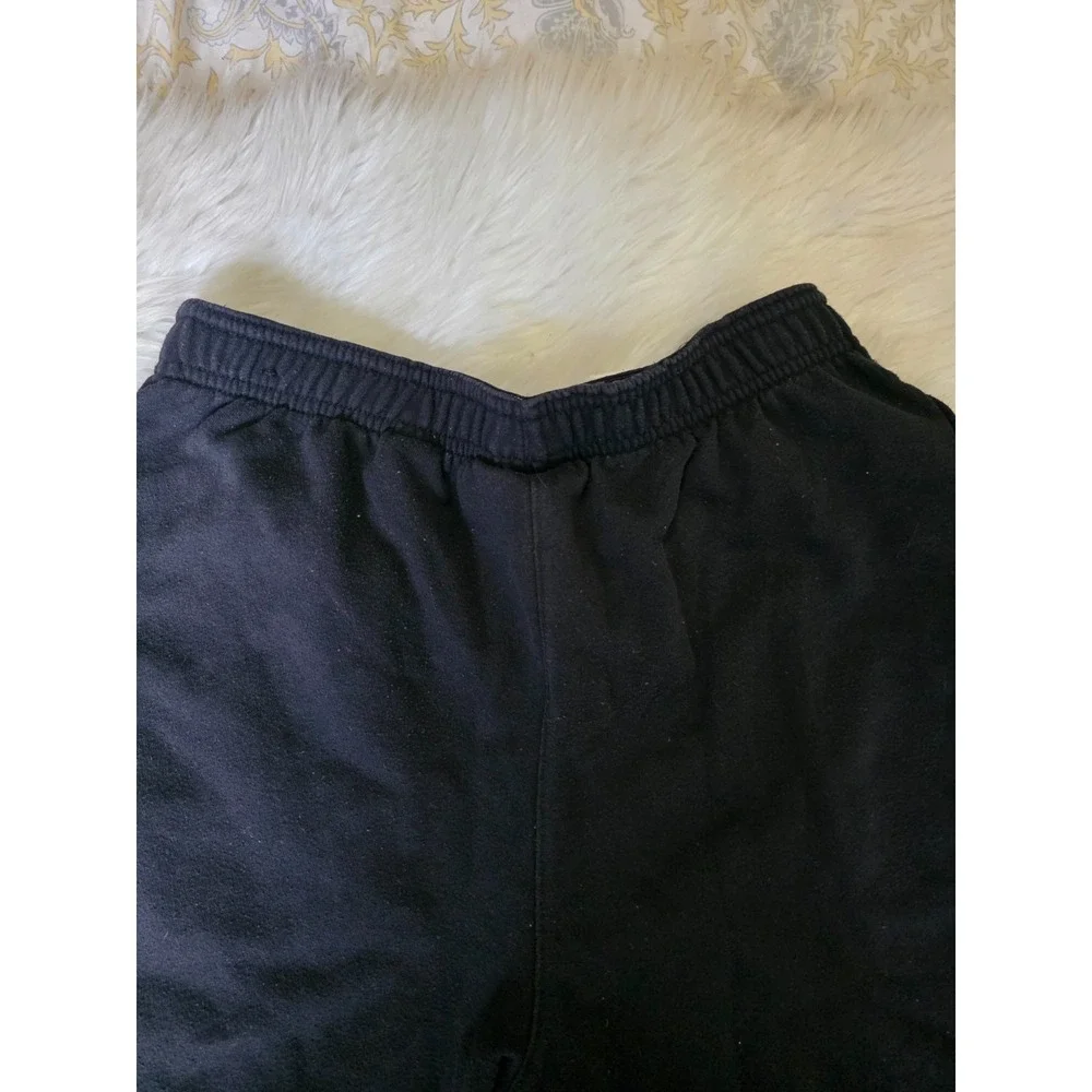 Reebok Boys XXL 18 Black Athletic Sweat Shorts Green Logo Elastic Waist